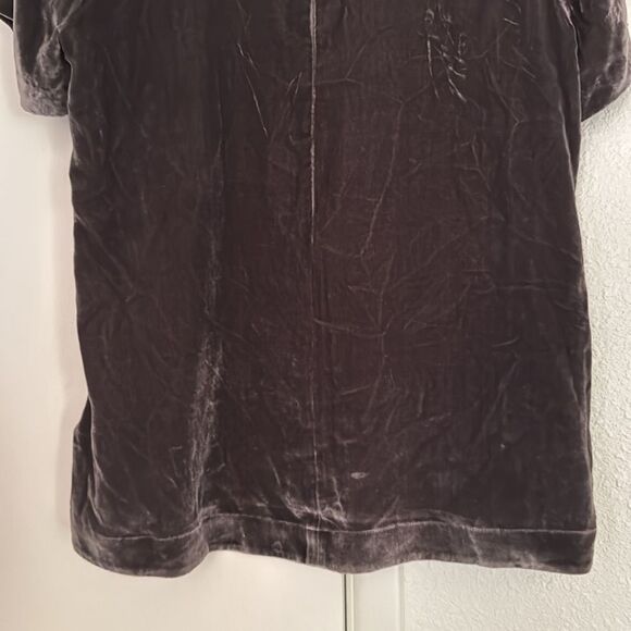 Madewell‎ Gray Velvet Choker V Neck Blouse Top Size Small Velour - Picture 7 of 10